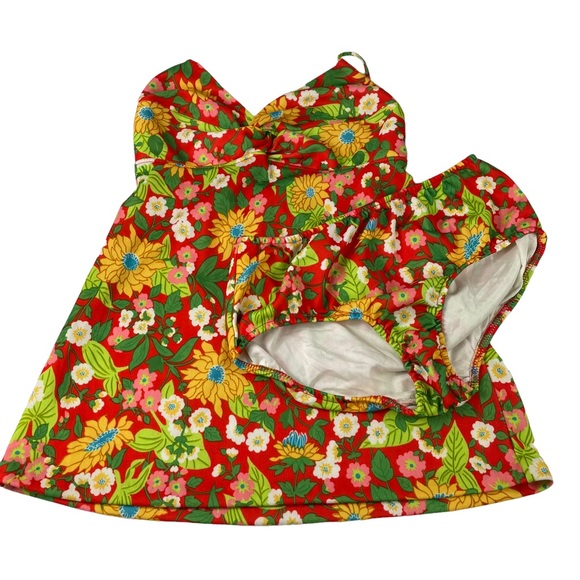 Vintage Boho 1970s Floral 2-Piece Beachwear Tankini Swimsuit Size 14 Flower Rare - Picture 13 of 14